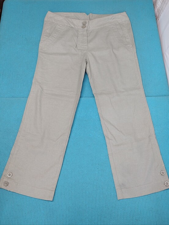 Tulle Pants - NEW Tulle Los Angeles Capri Linen Blend Pants Cropped Low Rise  - 6
